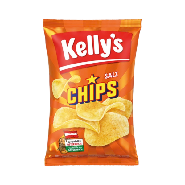 Kelly's Chips Classic, gesalzen, 150g Produktbild, Vorderseite der Verpackung
